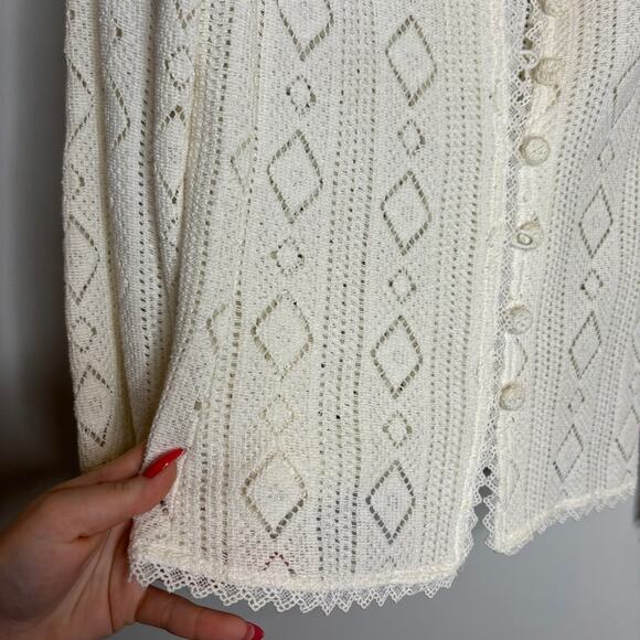 Vintage Caroline Charles London Knit Crochet Blazer Jacket - Picture 5 of 10